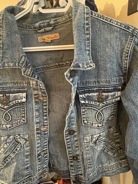 Like New - Size Large Blue Crop Denim Jean Jacket